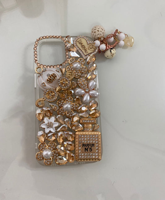 ‘Extra Gal’ iPhone White & Gold Jewelled Phone Case
