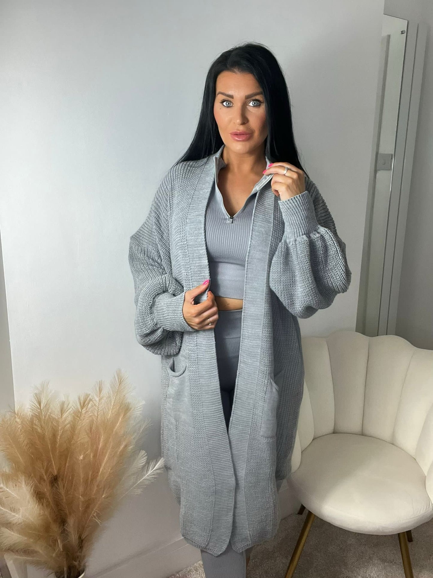 ‘Foxy’ Ribbed Grey Top & Leggings Two Piece