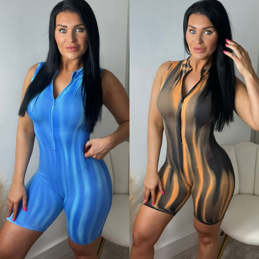 ‘Firey’ Zip Up Ribbed Playsuit