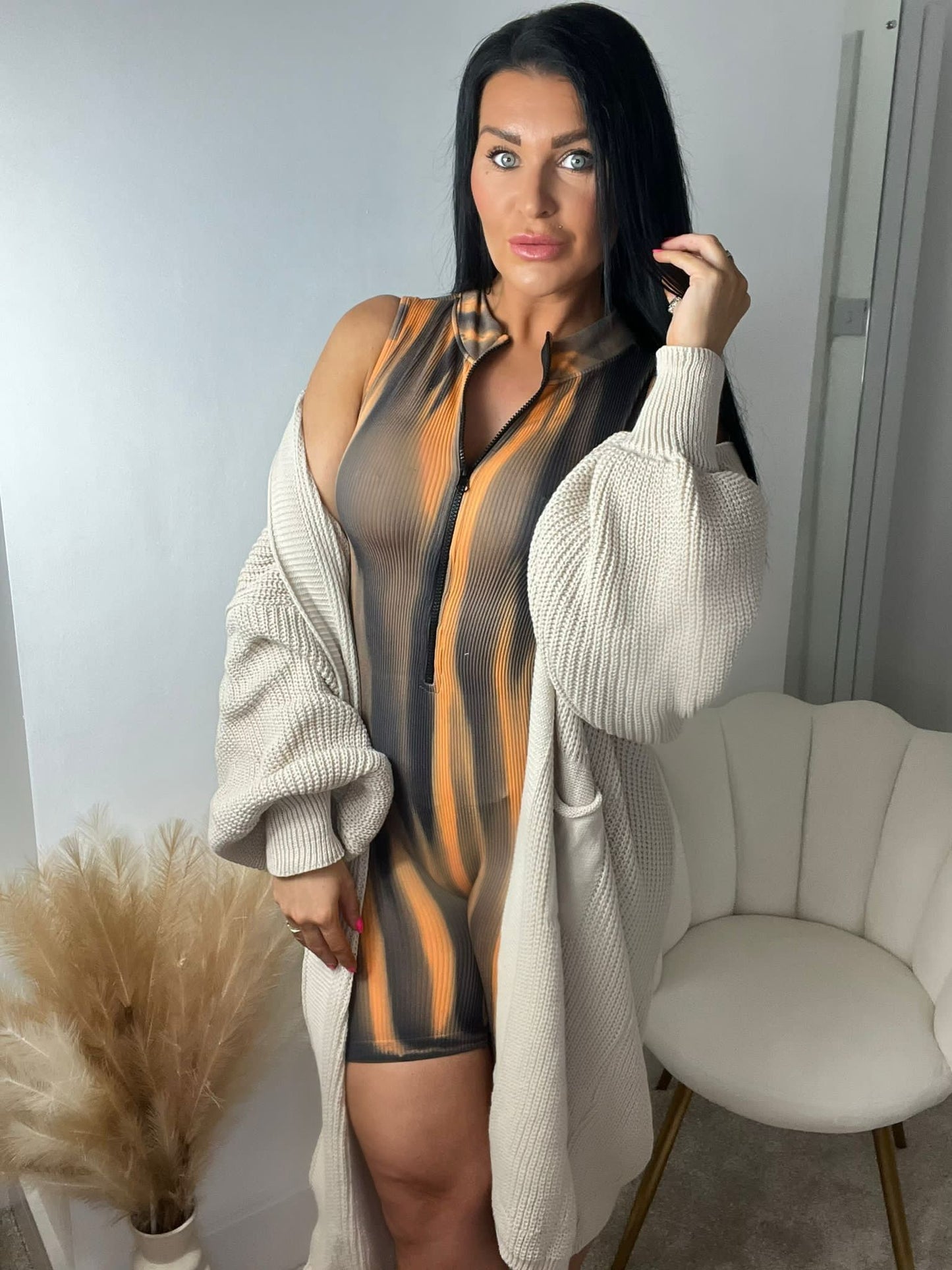 ‘Firey’ Zip Up Ribbed Playsuit