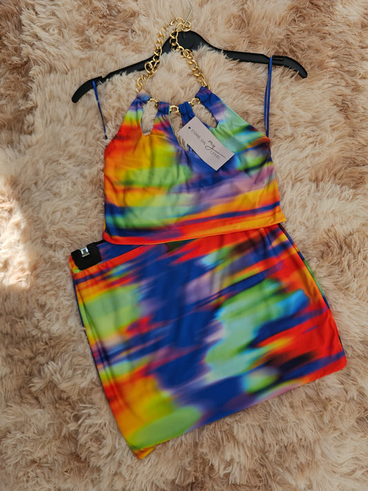 "Rainbow" 2 piece rave set