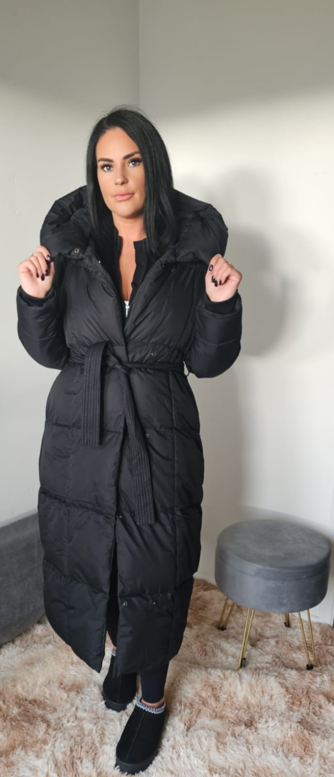 "Bad Gal" Button Up Winter Quilted Coat