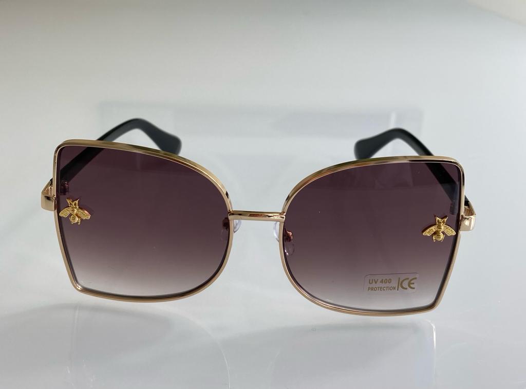‘Queen Bee’ UV Protection Gold Rimmed Sunglasses